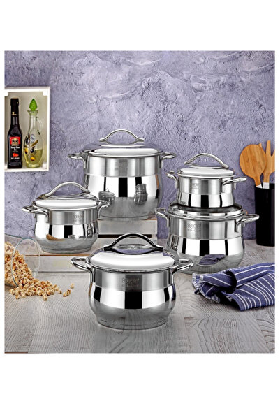 Bonera 10-piece Turkish stainless steel cookware set, Globas Bombay