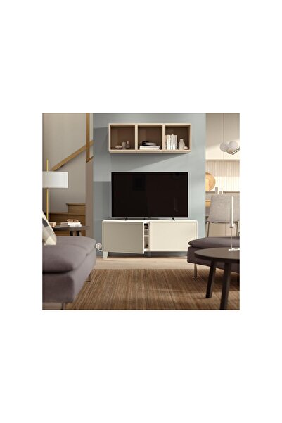 IKEA tv sehpası, beyaz-bej, 120x42x48 cm