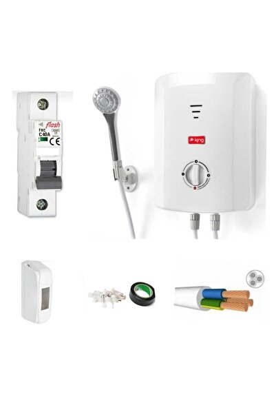 tanıdıkelektrikçi king k 7008 ekvator elektrikli şofben + 9mt kablo dahil tak...