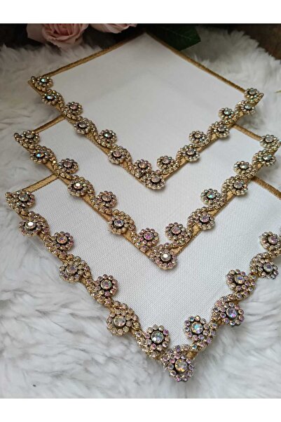 ZEYNEP ELA KAHVE YANI GOLD KARE SUNUM PEÇETE 3 ADET