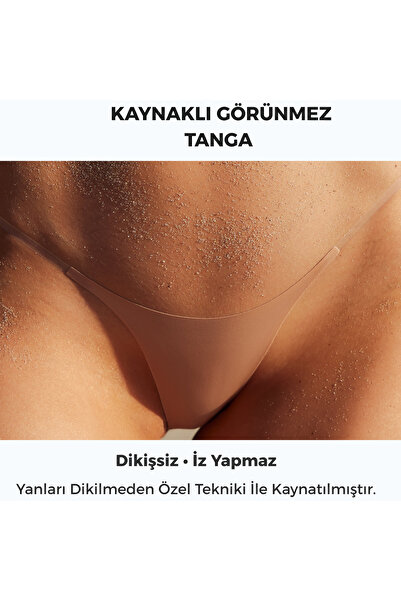 CushyPanky Görünmez Dikişsiz Tanga – Yanları Kaynaklı Şeffaf Silikon Bantlı, Ultra Seamless, Kaymaz