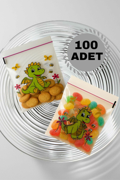 Hyd Ejderha Desenli Bantlı Şeffaf Poşet Hediyelik Kendinden Yapışkanlı Jelatin 10x15cm 100 Adet