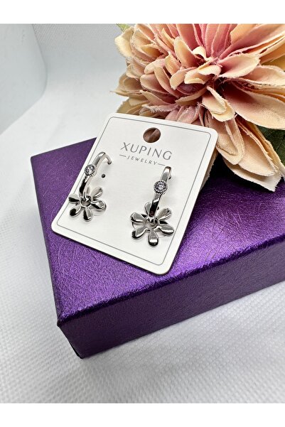 XUPING JEWELRY أقراط فولاذية مع تصميم زهرة داخل حلقة