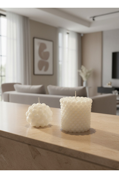 figurio Dekoratif Bubble Mumlar / 2'li Set / Minimal Ev Dekoru