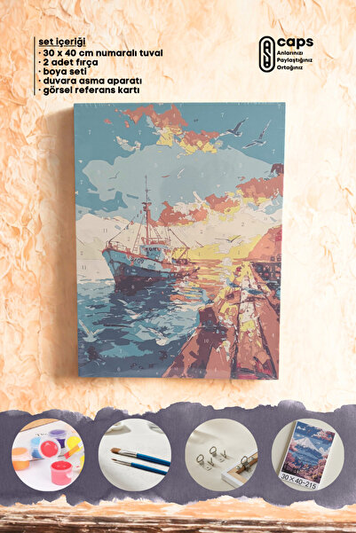 caps office Sayılarla Boyama Balıkçı Teknesi Temalı Tuval Tablo Seti | 30x40 ...