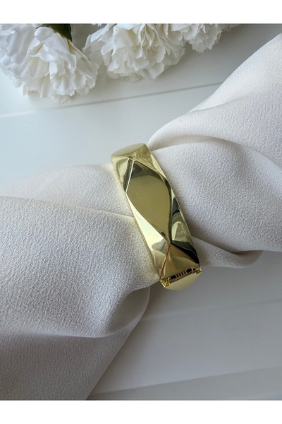 Gais Gold Çelik Üçgen Form Kalın Kelepçe Bilezik