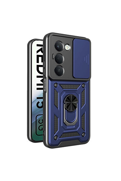 Twin Store غطاء سيليكون لهاتف ريدمي 15 4G مع حلقة للعدسة - أزرق داكن