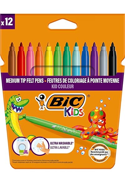 Çılgın Zeka Kids Kid Couleur Ultra Yıkanabilir Keçeli Boya Kalemi 12 Renk