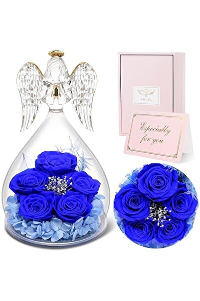 OEMN Αγγελικό ειδώλιο με 5 αιώνια τριαντάφυλλα