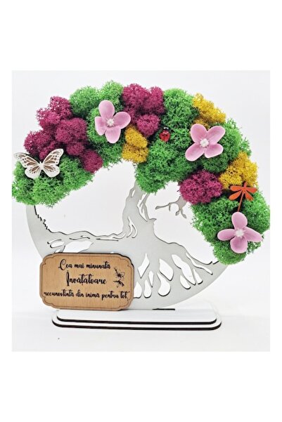 OEM Cadou Copacul Vietii, cu licheni stabilizati, din lemn alb, „alb Invatato...