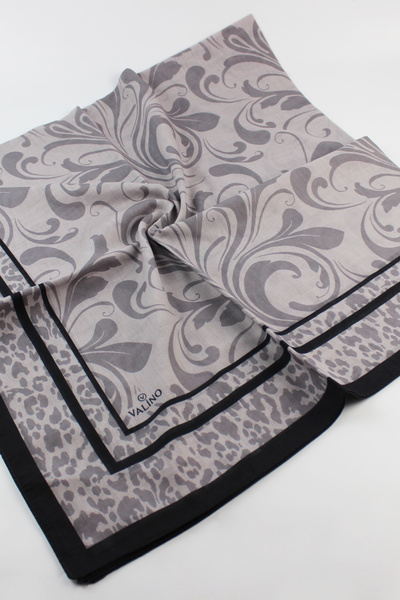 Valino وشاح كبير الحجم بنمط أوراق الشجر مقاس 120 × 120، وشاح قطني كبير الحجم،...