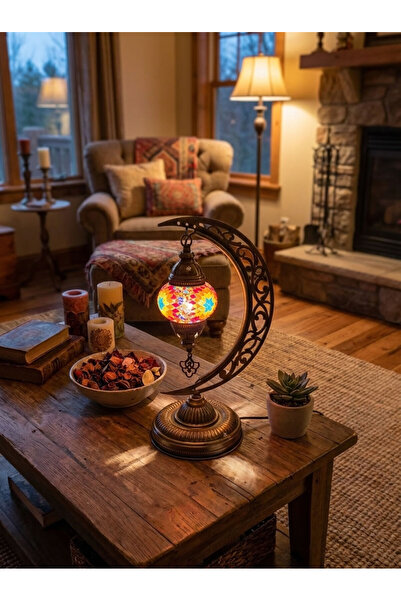 Solenza Masaüstü Otantik Osmanlı Hilal Motifli Masa Lambası