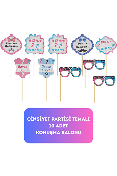 BatıDoğu Cinsiyet Partisi Temalı Konuşma Balonu 10 lu Paket - Dekoratif Parti...