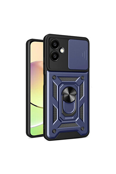 Twin Store غطاء سيليكون لهاتف جالاكسي A07 4G مع حلقة للعدسة - أزرق داكن