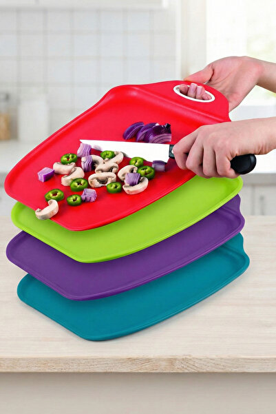 Melkan Home 4-Piece Colorful Cutting Board Set - 33X23.5 cm Bpa-Free Hygienic Kitchen Chopping Board