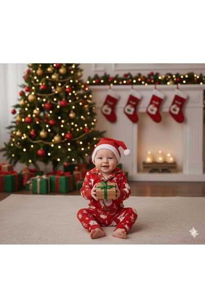 ELAGÜL %100 Pamuk Şapkalı Yeni Yıl Konsepti Uzun Kollu Düğmeli Mevsimlik Kız ...