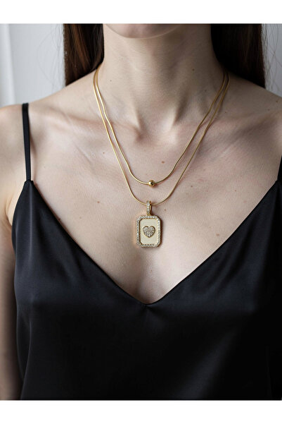 ayoljewelry Pearl Heart Gold Steel Necklace