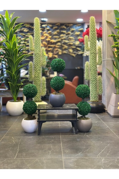 Adayapaycicek Yapay ağaç yapay çiçek 75 cm 2 top şimşir