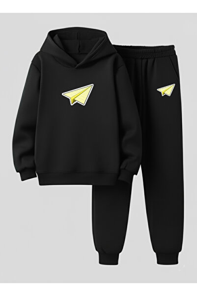 LORVEX Unisex Swea tricou - Set de trening pentru copii (cu glugă) YELLOW AIR...