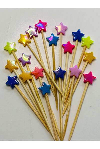 yağmur gökçe رقم: 209-50 قطعة من أعواد الأسنان الزخرفية الملونة على شكل نجمة ...