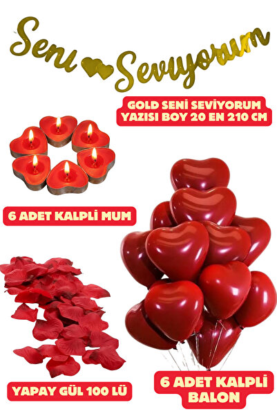 Baloncu Nene Seni Seviyorum Yazısı Kırmızı Kalpli Balon Romantik Sevgililer G...