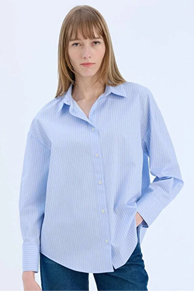 BLACK MODBLACK Oversize Wide Fit Striped Poplin Long Sleeve Shirt