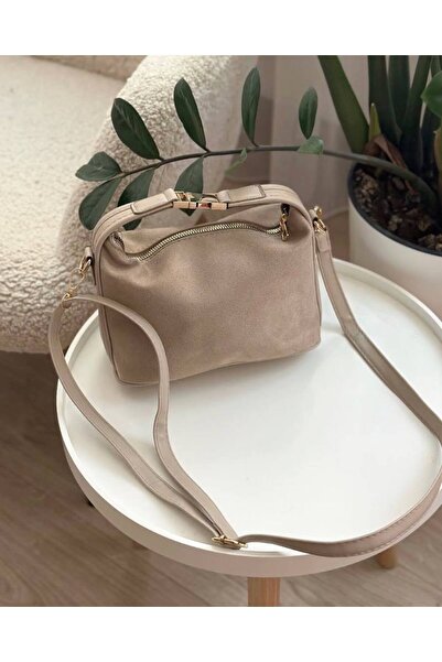 Marvelis LUAN Kilit Detaylı Süet El Omuz ve Çapraz Kadın Çantası