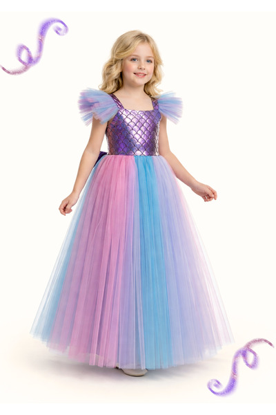 Casabony 👑Denizkızı Tütülü 3d Abiye Kız Çocuk Elbise