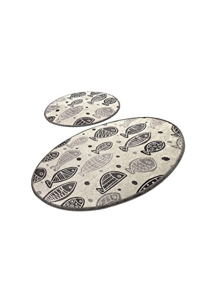 Persera Σετ 2 Covorase baie Fish White, 60 x 100 cm, 50 x 60 cm, Αντιθεραπευτ...