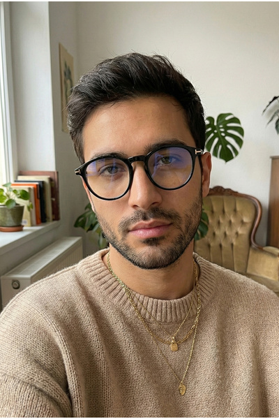 TARSS Brooklyn Siyah Yuvarlak Kemik Erkek Mavi Işık Filtreli Ekran Gözlüğü