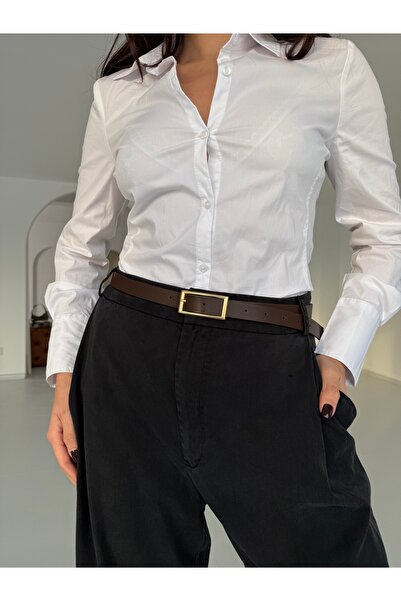 coaksco حزام نسائي بني داكن مع إبزيم ذهبي، أنيق وعصري للاستخدام اليومي