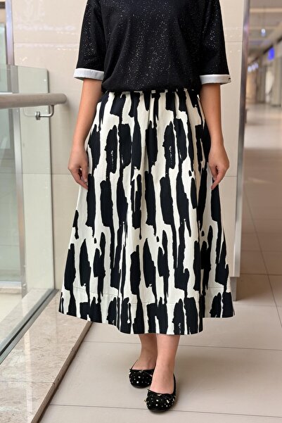 Sentez 5476 Zebra Patterned Flared Skirt