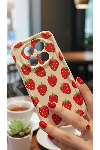 Hatreds Xiaomi Redmi Note 14 Pro Uyumlu Sevimli Çilek Desenli Lansman Kılıf -...