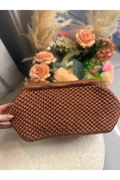 sinmm Hand Knitted Straw Handbag Portfolio Scholarship Bag Bitter Brown Color