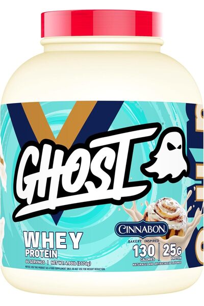 Ghost Whey Protein Powder, Cinnabon - 5LB Tub, 25G of Protein - Cinnamon Roll Flavored Isolate, Conc