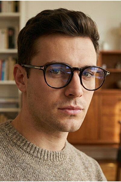 TARSS Brooklyn Kahverengi Yuvarlak Kemik Erkek Mavi Işık Filtreli Ekran Gözlüğü