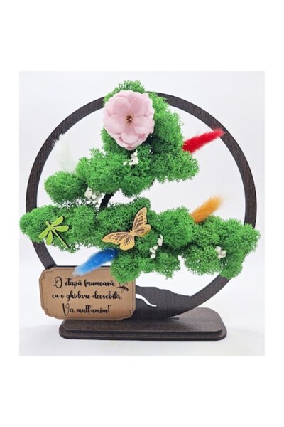 OEM Decorative Painting - Bonsai with Stabilized Lichens and Decorative Accents