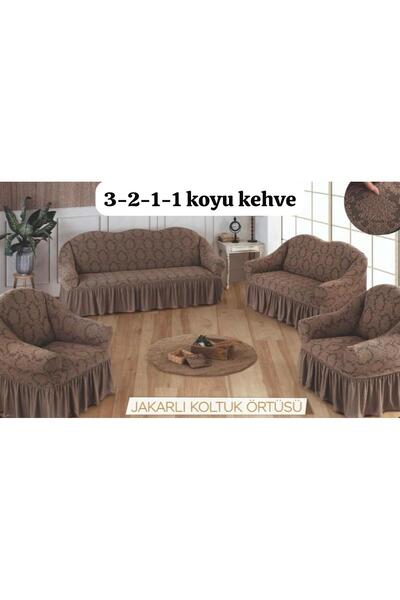 ARTUÇ Jakarlı Esnek Etekli 3+2+1+1 Standart Koltuk Örtüsü