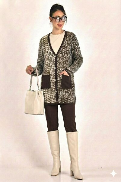 onno style woman Classic Leopard Print Knitwear Jacket