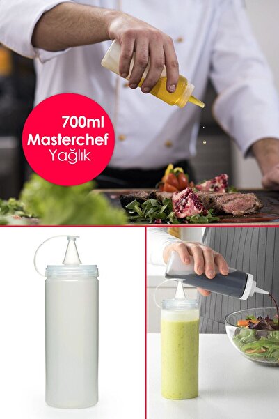 safestore 1 Piece Practical Masterchef Plastic Oil Bottle with Leak-Proof Lid Oil Pot Sauce Bottle 700 ml