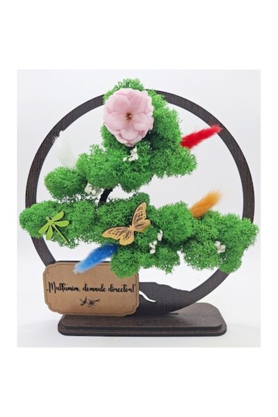 OEM Decorative Painting - Bonsai with Stabilized Lichens and Decorative Accents