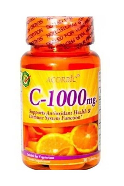 Acorbic مكمل فيتامين سي بتركيز 1000 ملغ - مضاد للأكسدة ودعم صحة الجلد (30 قرصًا)