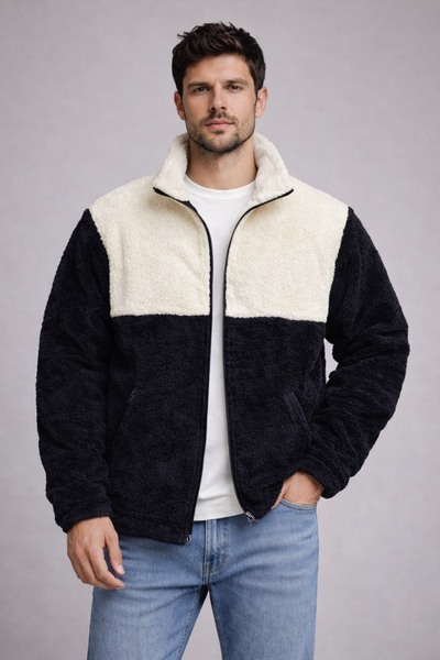 THANBUTİK Parçalı Peluş Polar Ceket