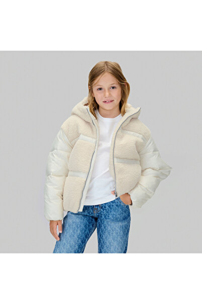 Calvin Klein Teddy Shiny Puffer Çocuk Gri Ceket