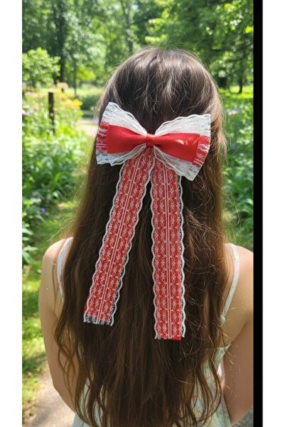 LO ADORO Cataramă roșie și albă din guipură 23 aprilie Toklar