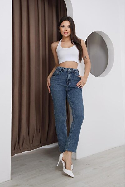 miday High Waist Cut Leg Boyfit Jean