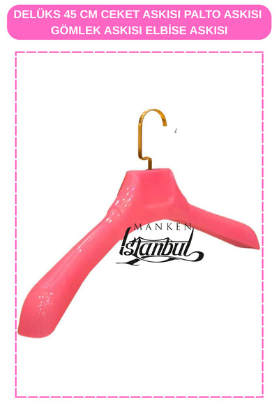 Manken İstanbul 5 Pieces Pink 45 cm Special Production Coat Hangers, Coat Hangers, Clothes Hangers, Shirt Hangers