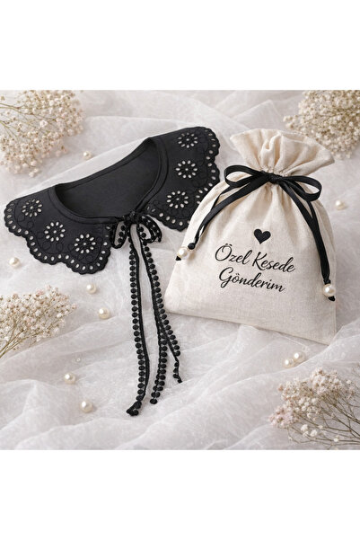 MİNELEŞARP34 ياقة دانتيل سوداء للنساء – إكسسوار أنيق للياقة يناسب الفساتين والقمصان