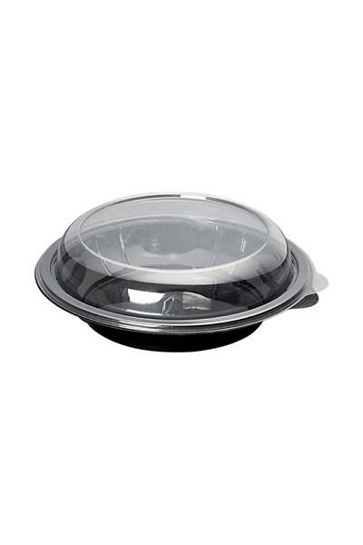 VEMPİ 1000 cc Sızdırmaz Siyah Kase Şeffaf Kapak, 10 Adet - Sert Plastik - Mik...