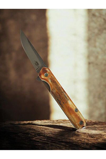 Krc Knife Beyfendi El Yapımı N690 Çelik Geyik Boynuzu Kabze, İçten Kilitli Çakı